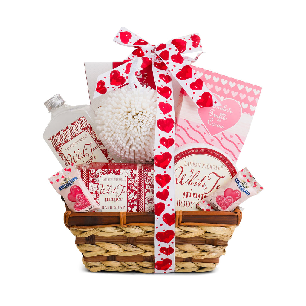 White Tea and Warm Ginger Valentine Spa Gift Basket